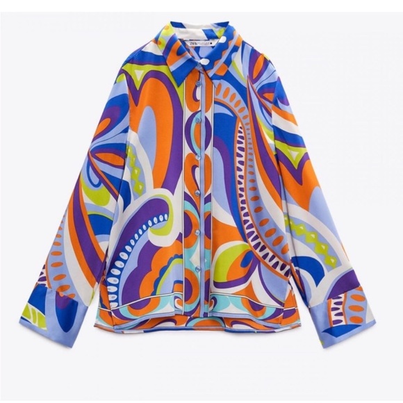 LAST ONE ❗️NWT ZARA BLOGGER FAVE GEOMETRIC BLOUSE - Picture 9 of 12